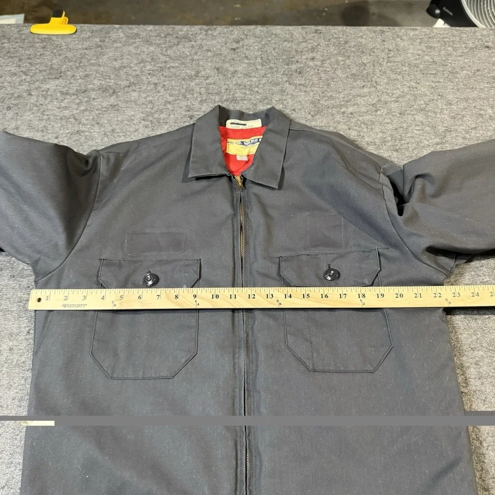 Vintage 70s Work Wear Corporation Gray Mechanics Garage Quilt Lined Jacket M